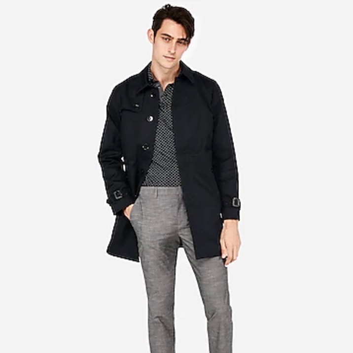 Express Solid Trench Coat